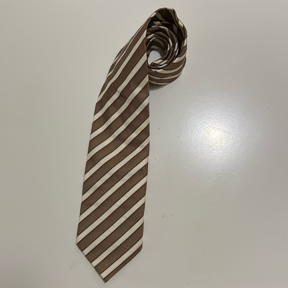 Vitaliano Pancaldi vintage Traditional Men’s neck tie brown stripe silk